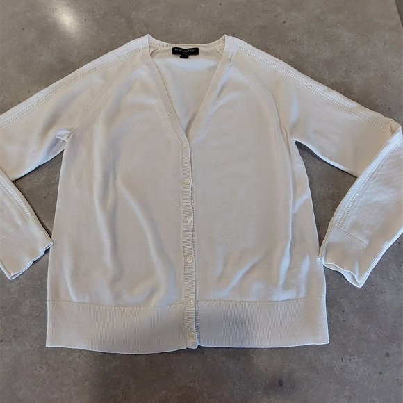 BANANA REPUBLIC Women's Button-Down Cardigan w/Sleeve Details - Ivory - Medium - Picture 2 of 12